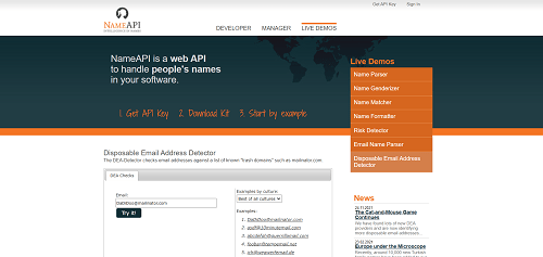 NameAPI Disposable Email Address Detector