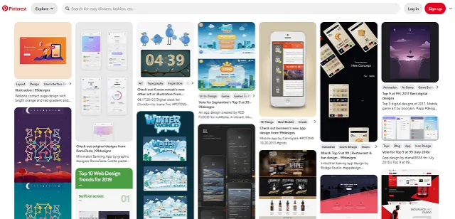 Pinterest PWA screenshot