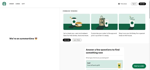 Starbucks PWA screenshot