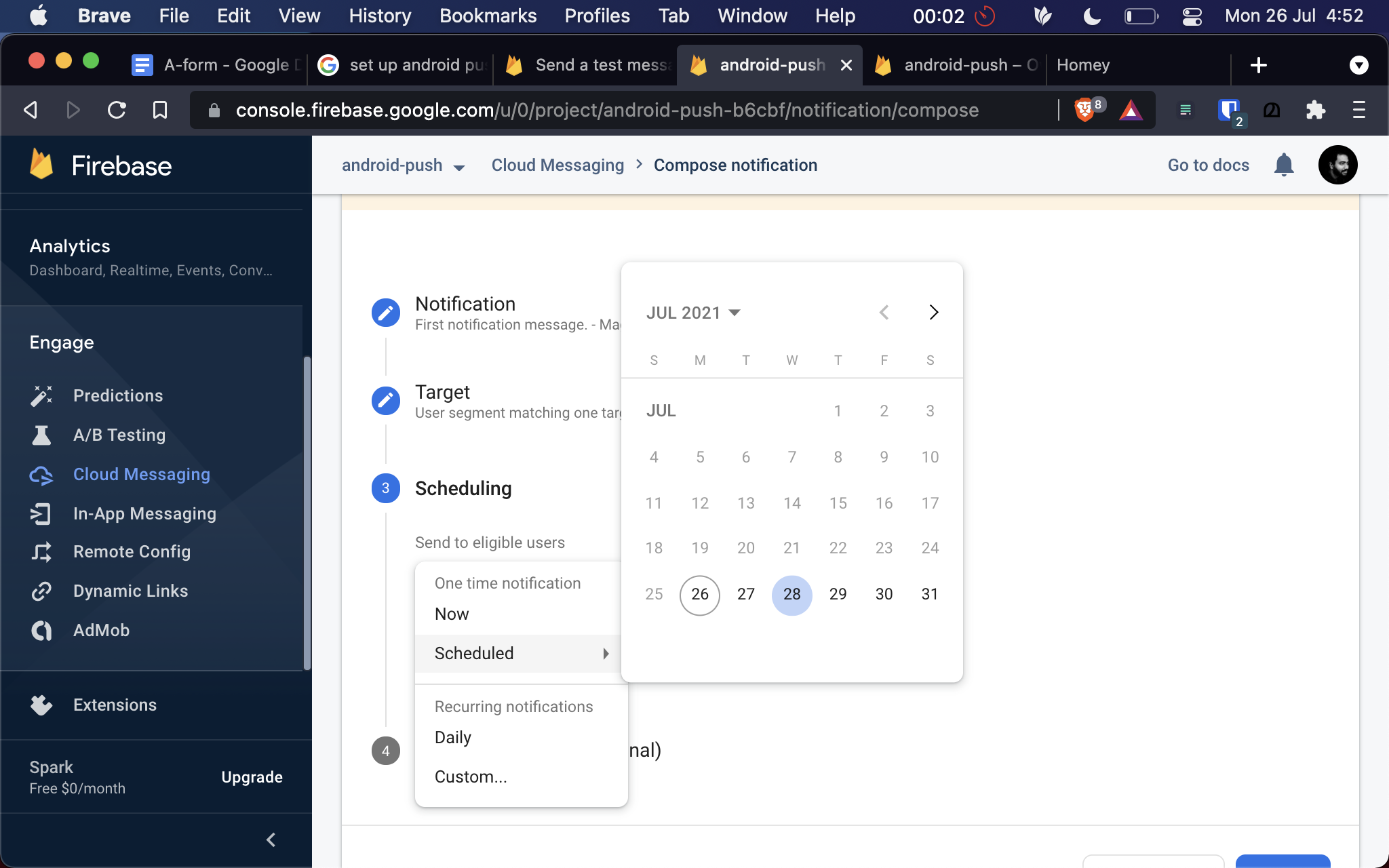Schedule your notification