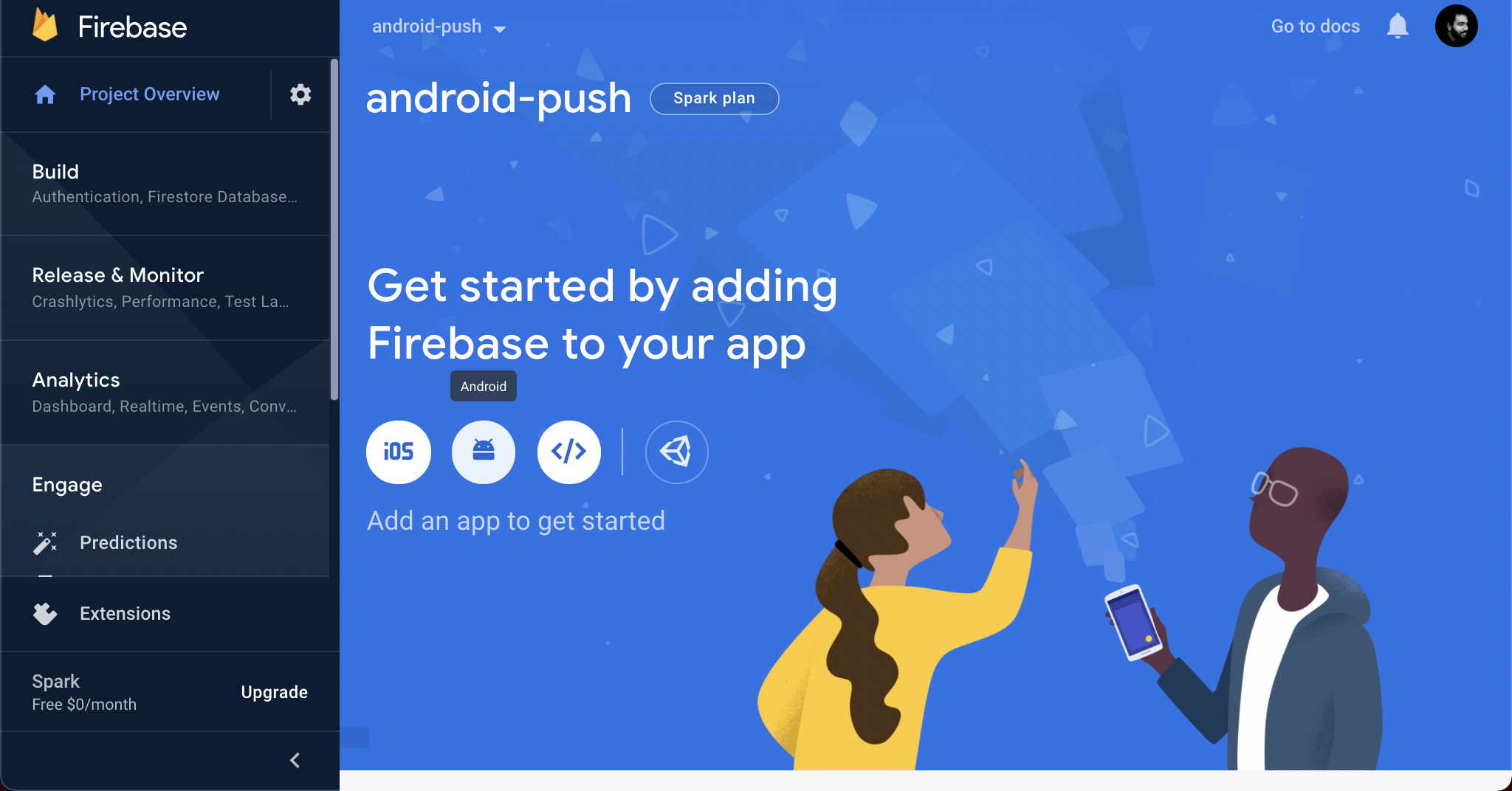 Add your Android app to your Firebase project