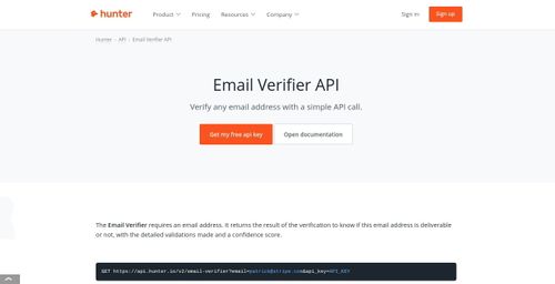 Hunter Email Verifier API