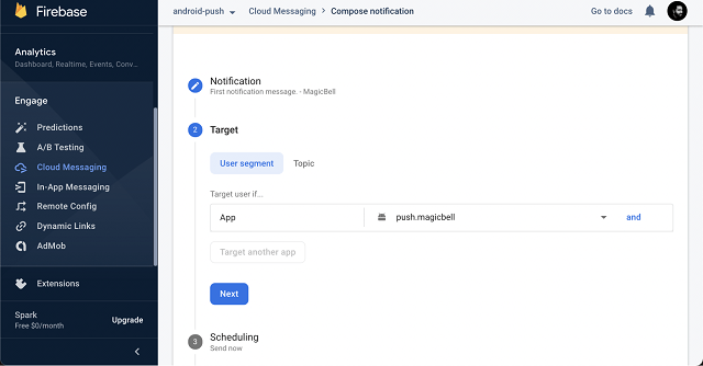 Choose targeting options screenshot