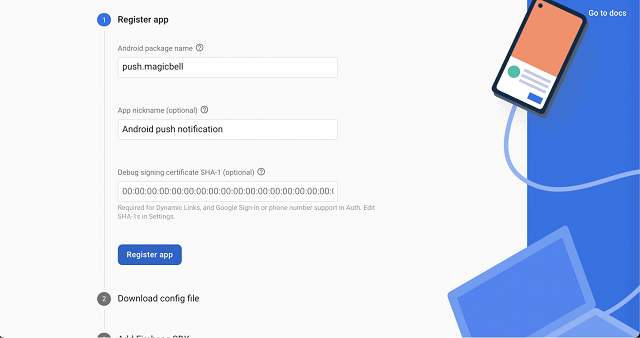 Register the app screenshot