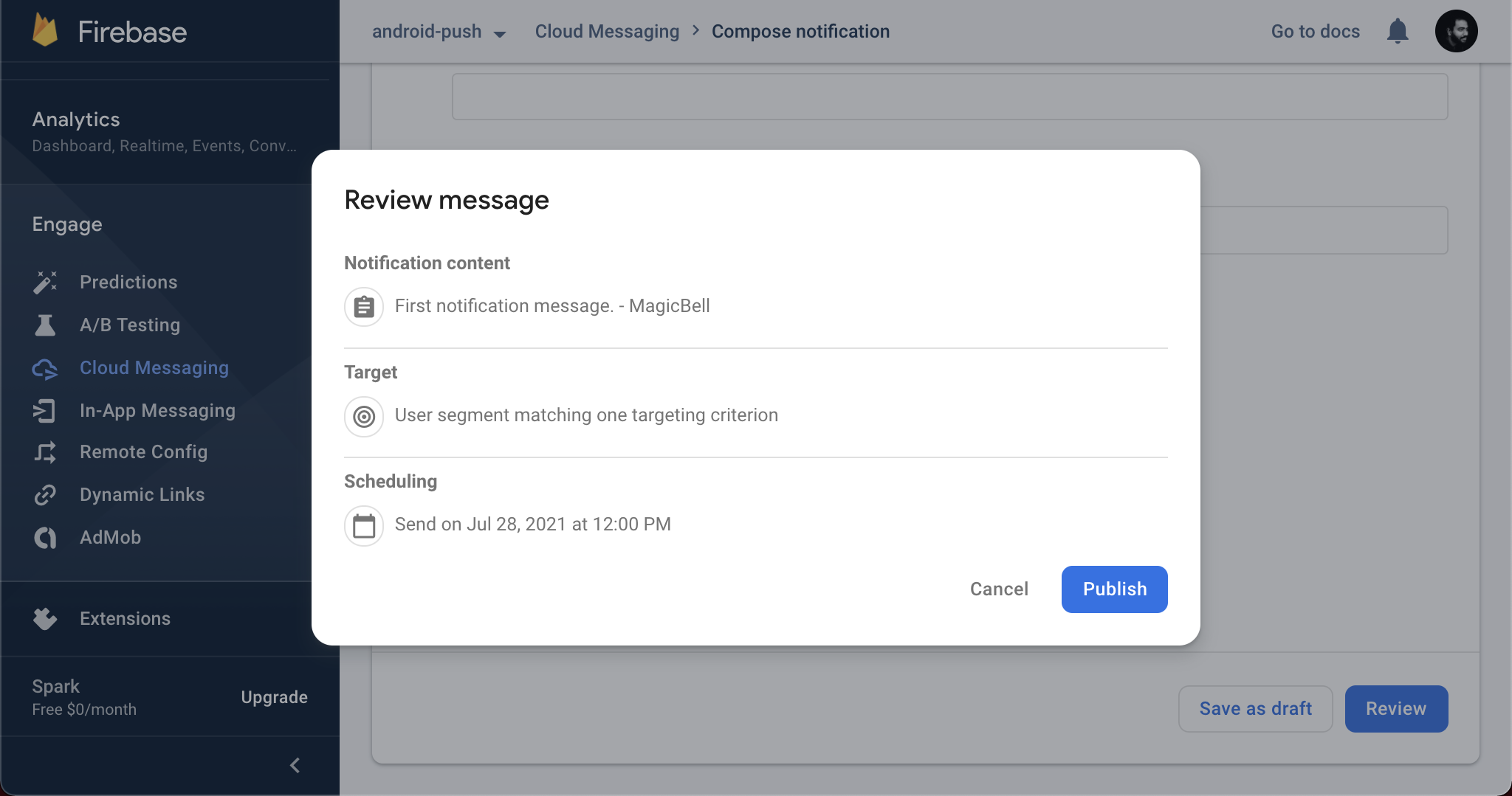 Review your message