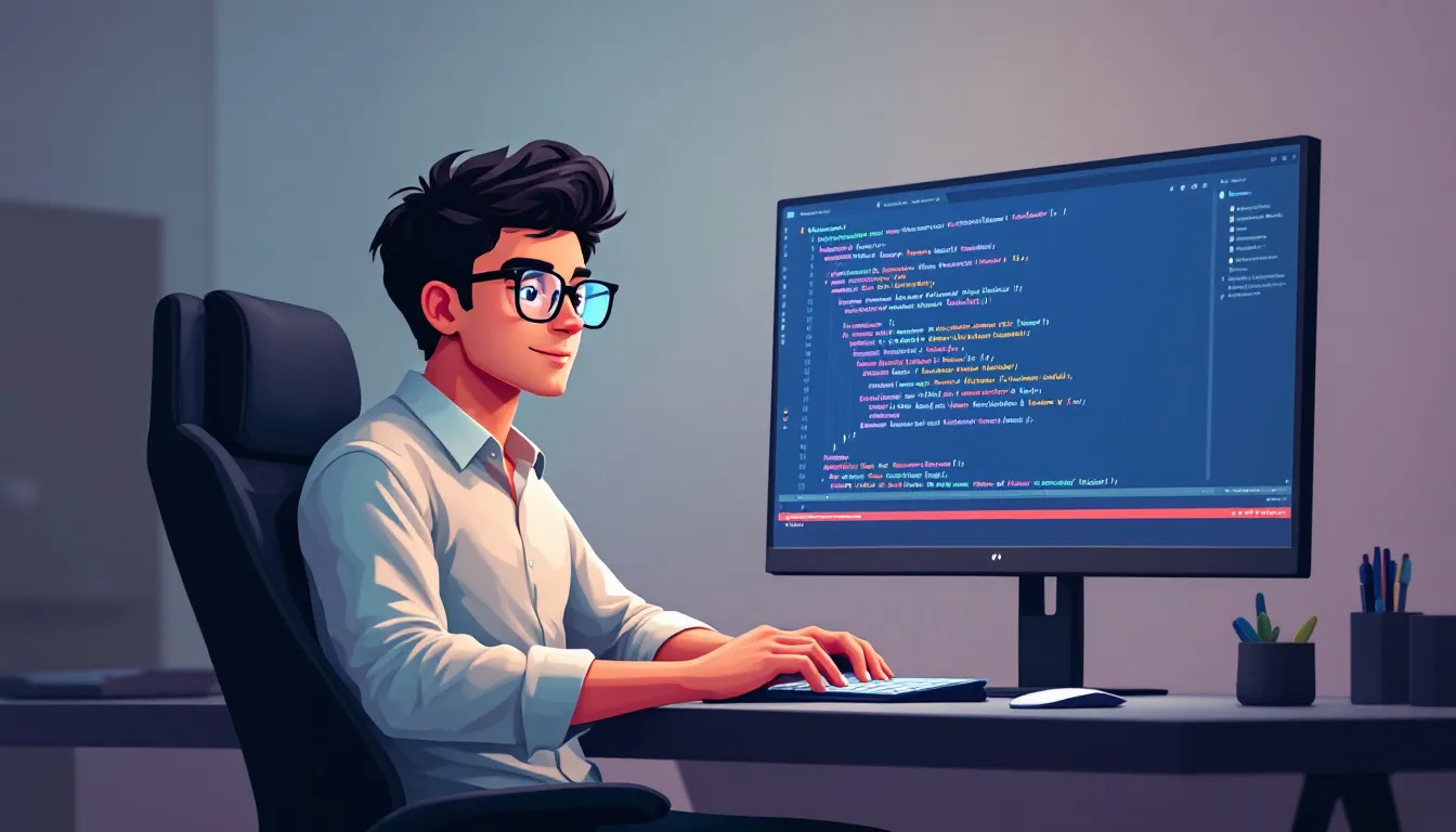 A developer coding push notifications in JavaScript.
