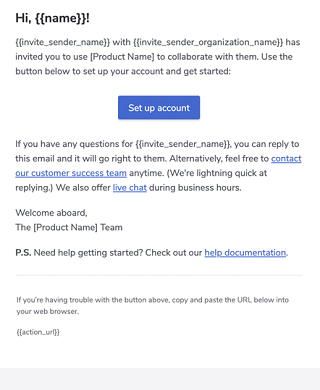 User Invitation Template