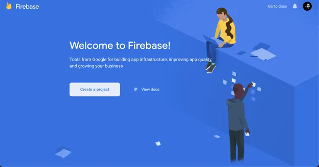Screenshot of Firebase welcome screen