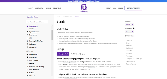 Slack Datadog integration